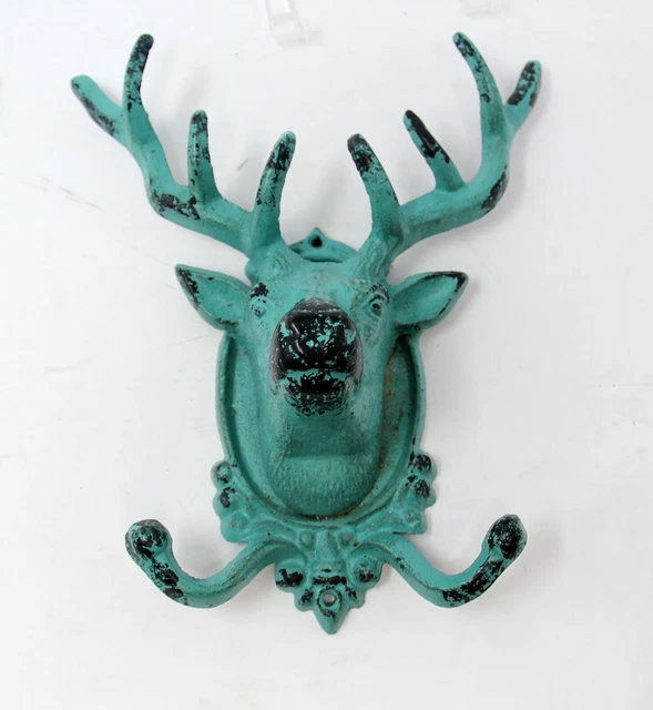 Cast Iron Deer Head Wall Hook Stag Elk Coat Hook Hanger Rack Gift for Hunters
