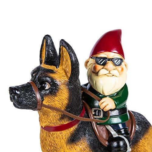 Garden Gnome - German Shepherd Lawn Statue Figurine - 10 inches Tall