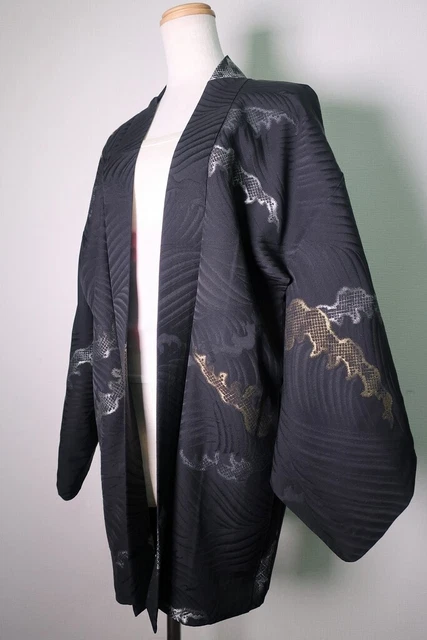 8684J1 Silk Vintage Japanese Kimono Haori Jacket Wave