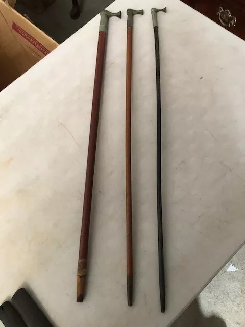 3 antique fox hunting riding crops