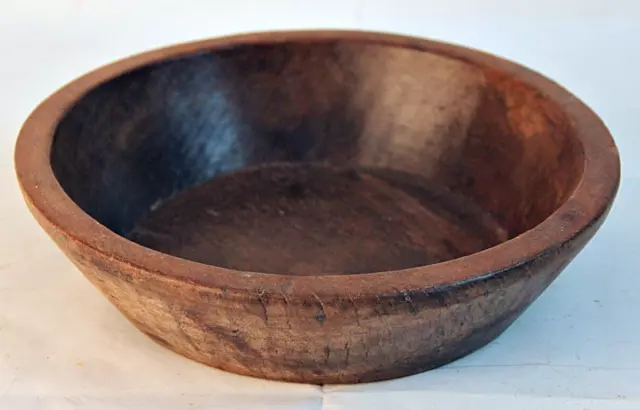 Vintage Wooden Hand Carved Primitive Rustic Dining Serving Fruit Dough Bowl D2