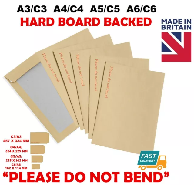 Hard Card Board Backed Please Do Not Bend Envelopes Manilla Brown A3 A4 A5 A6