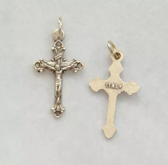 Crucifix, 24mm Metal Cross & Corpus, Silver Tone Pendant, Quality, Made in Italy