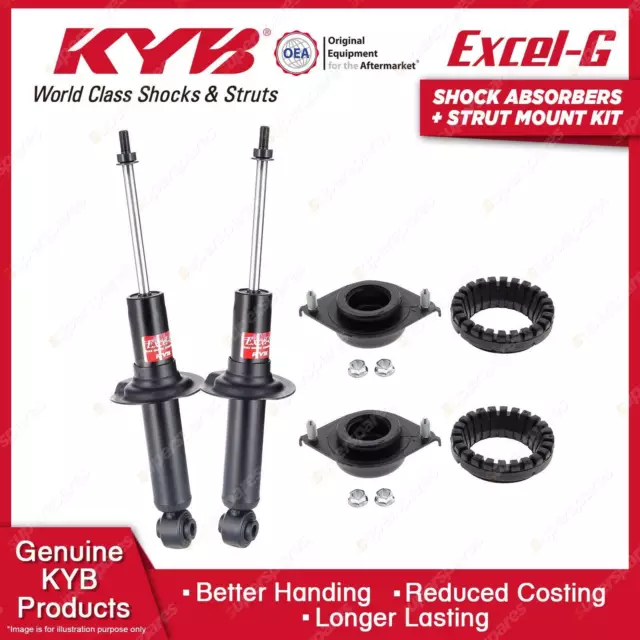 2x Rear KYB Shock Absorbers + Strut Mount Kit for Subaru Outback BP9 EJ253 03-09