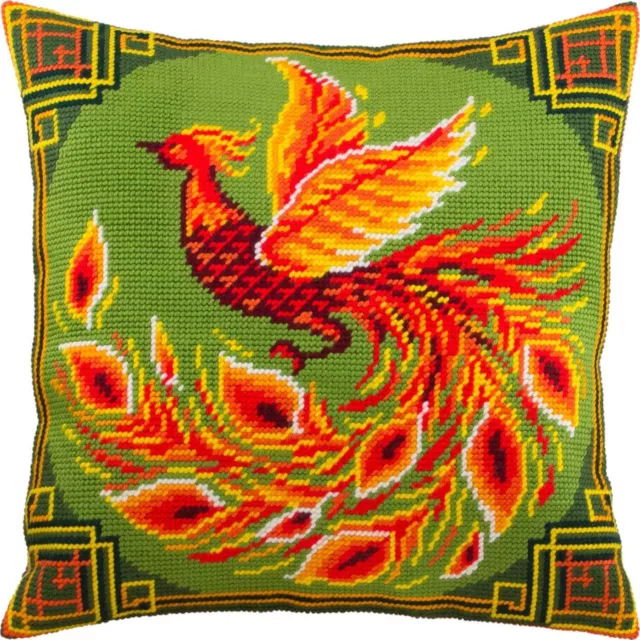 Chinese Bird. Needlepoint Kit. Throw Pillow 16&#215;16 Inches. Printed Tapestry