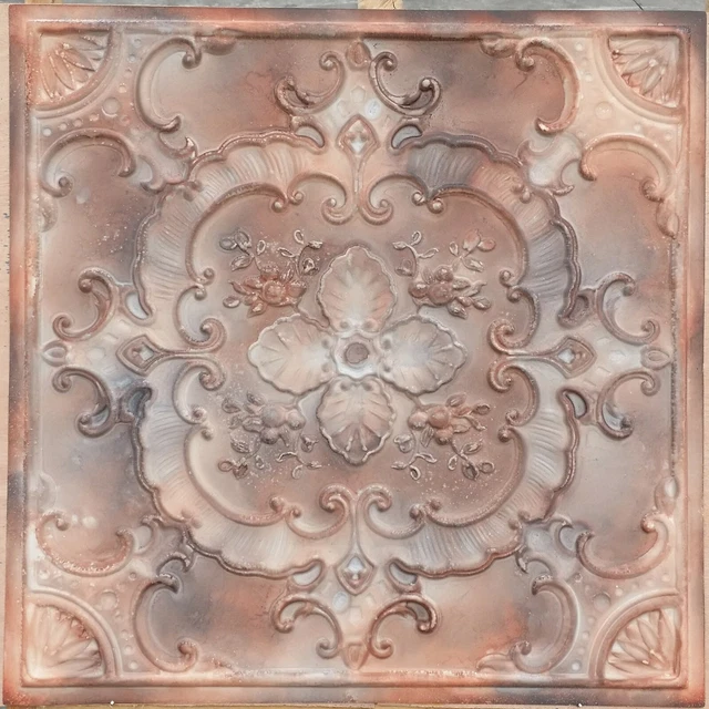 Aged Ceiling tiles Faux tin washed brown decor Bar wall panels PL19 10pcs/lot