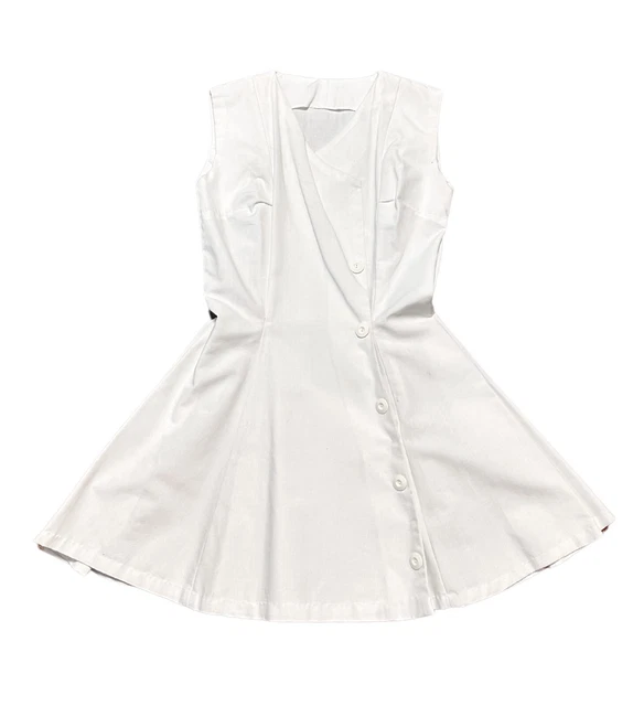 Robe D'été Vintage Blanc Rayures Violettes Et Mouettes - Taille 38/40/42 - Très Bon état