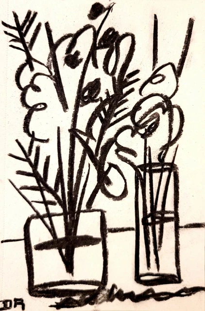 Charcoal Impressionism Drawing Fine Art Flowers Modern Decoration Idea Original