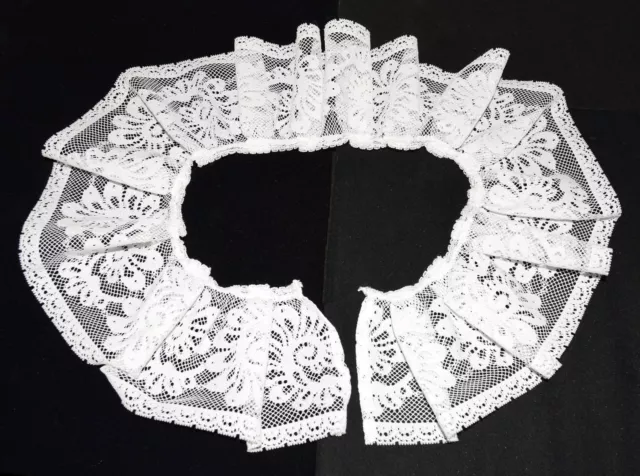 Vintage Style White Floral Lace 4" Gathered Collar