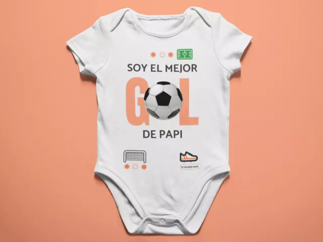 Body bebé Soy el mejor gol de papi. Papá futbolero. Diseño gracioso. Algodón