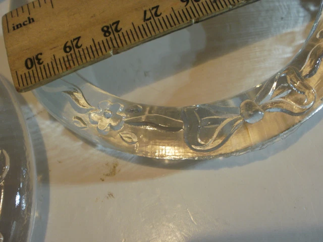 Lot 10 5 Pair Antique Floral  CLEAR GLASS DRAPES CURTAIN RINGS TIE BACKS 6