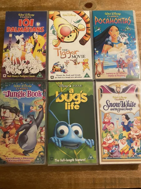 BUNDLE OF 6 Disney VHS Videos Bugs Life Pocahontas Tigger Movie 101 ...