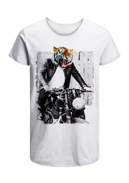 T-Shirt Tigre Moto Uomo Abbigliamento 100% Cotone Taglia dalla S a XXL