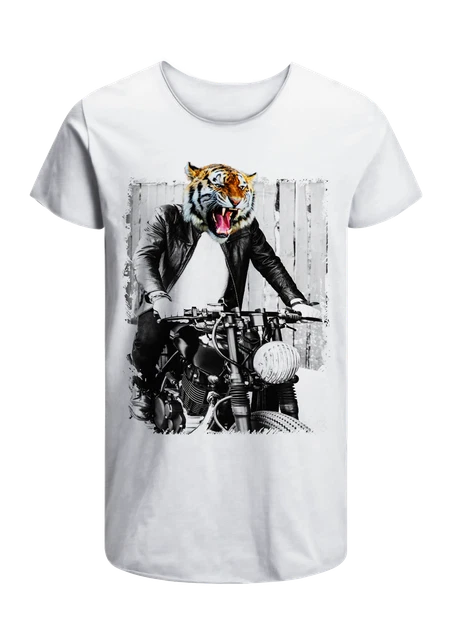 T-Shirt Tigre Moto Uomo Abbigliamento 100% Cotone Taglia dalla S a XXL