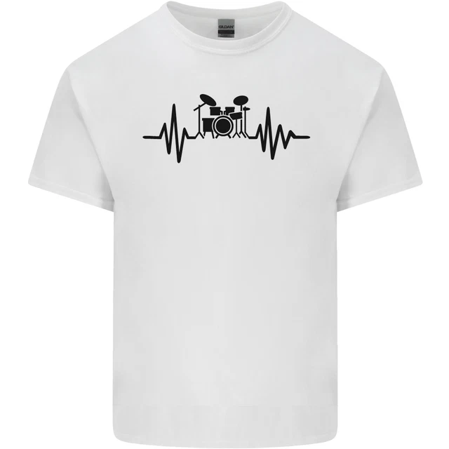 T-shirt top tamburo batteria pulse ECG batterista tamburo da uomo cotone