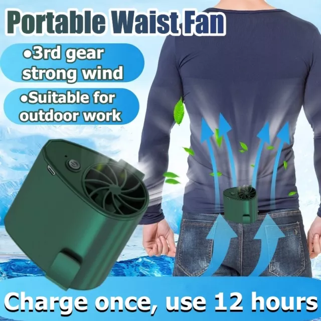 Portable Waist Clip Fan USB Rechargeable Desk Hanging Neck Fan Mini Air Cooling