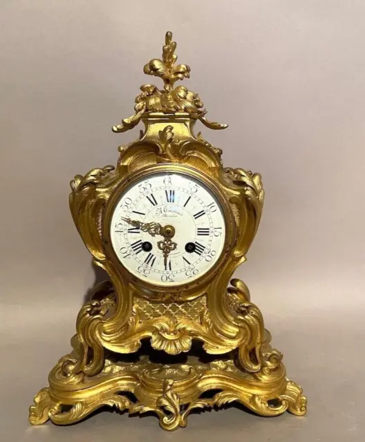 Exquisite 19th Century French Louis XV Ormolu Table/Mantle Clock