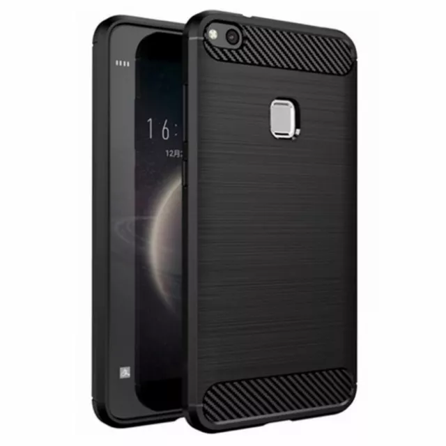 Cover Antiurto In Carbonio Per Huawei P10 Lite Custodia Tpu Rugged Nera P 10