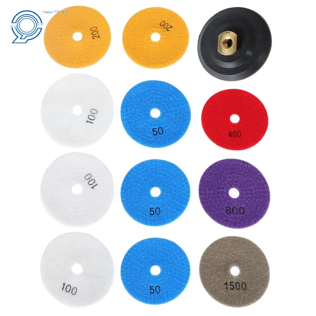 Diamond Polishing Pads 4 Inch Wet/Dry 12 Pack Set For Concrete Marble Polishing