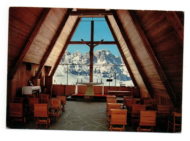Monte Bondone d`Inverno - Interno chiesetta alpina a Vason m. 1650 - VG 1974