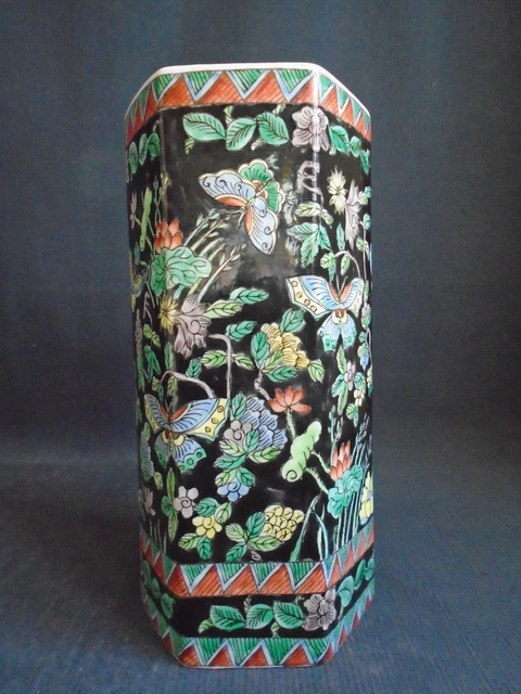 A good Chinese hand painted Hexagonal Vase/Brush Pot, late Qing/early 20th