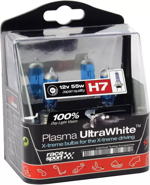 2 x H7 Ultra Power Plasma Super White Car Front Headlight Headlamp Bulbs