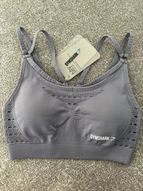 GYMSHARK ENERGY SEAMLESS Sports Bra, Steel Blue, Small £24.00 - PicClick UK