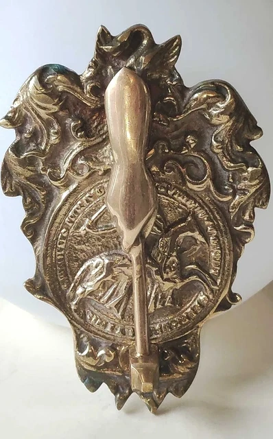 Ancien Heurtoir de porte en bronze coulé Maçonnique Français Templiers. Bronze