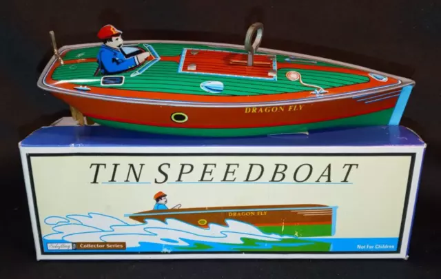 Schylling Toys Collector Series Wind-Up Tin Speedboat 1996 NIB FREE Shipping