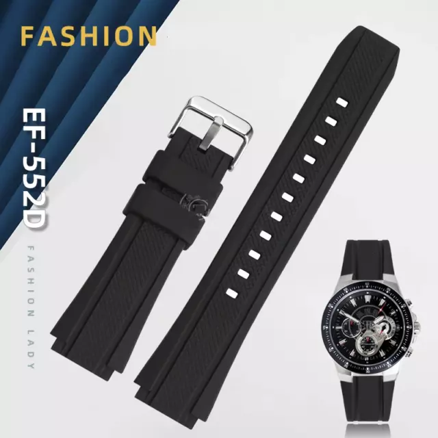 Silicone Watch Band Fit For Casio Edifice EF-552 EF-552D-1A Sports Series Strap