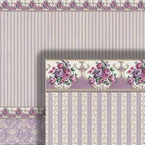 Dolls House Wallpaper Wainscot Lilac Mauve Pink 1/2in 1:24 Scale Miniature Print