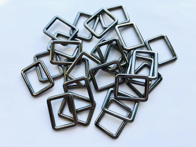 Anillos rectangulares de 20 mm bucles metal plata oscura sujetadores anillo D rectangular D28