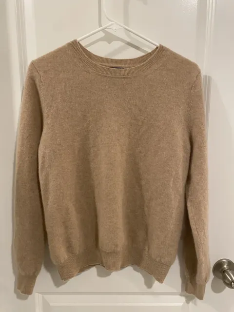 Tahari 100% 2-Ply Cashmere XL Women's Crew Neck Pullover Sweater Tan/Brown