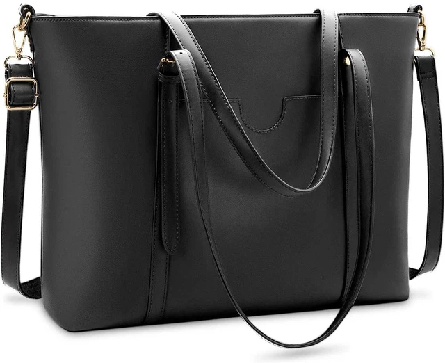 Sac Cabas Femme PU Cuir 15.6 Pouces - Grand Capacité, Imperméable - Sac Ordinateur, Fourre-Tout Élégant Avec Nœud Amovible
