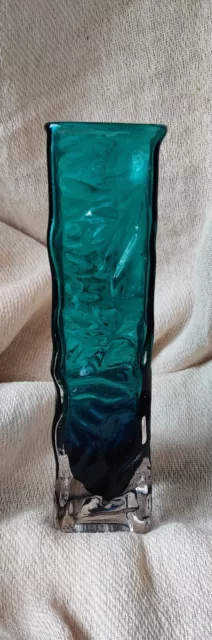 1970’s Ocean Blue Japanese Tajima Glass Bark Vase Vintage / Retro