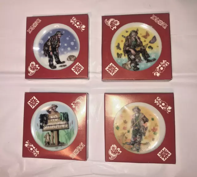 Emmett Kelly Jr Clowns Four Seasons D L Rusty Rust 4'' Mini Plates Set of 4