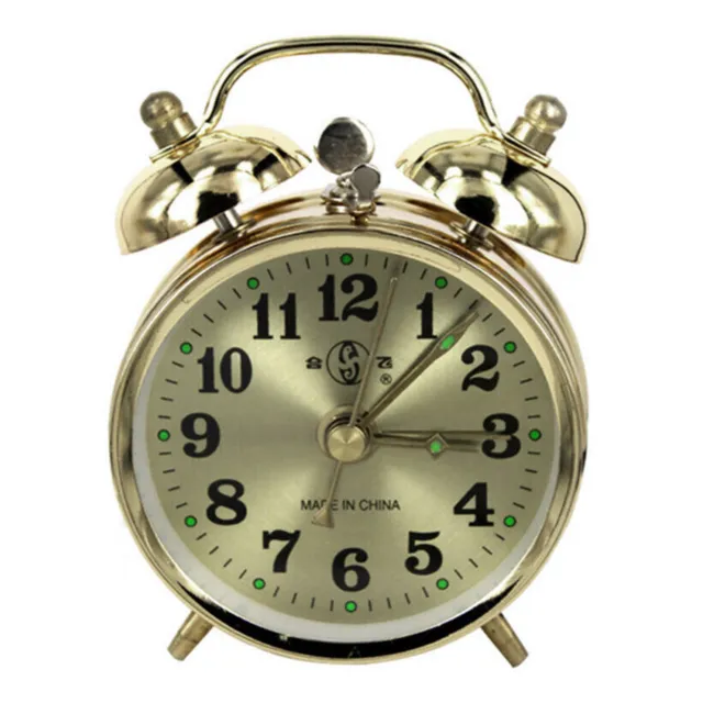 New Gold Home Mechanical Alarm Clock Manual Wind Up Vintage Metal Table Clock US
