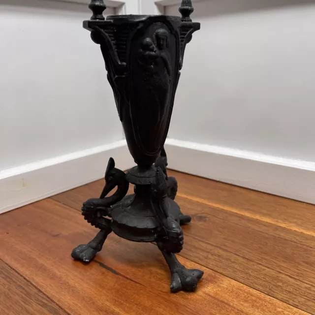 Wrought Iron Vase Medieval Gothic Birds Vintage Victorian Looking Detailed