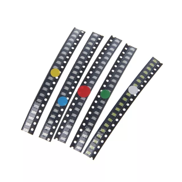 5 Colors 1206 SMD LED Light Red White Green Blue Yellow Assotment Kit 100 Pcs