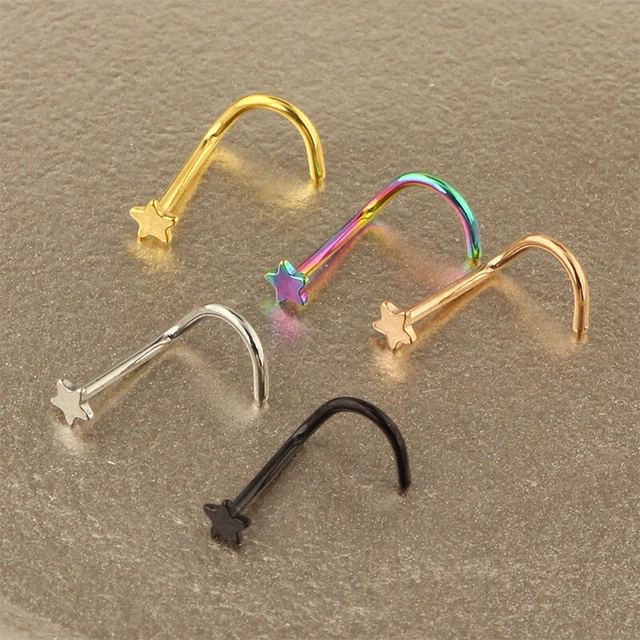 Acciaio chirurgico 316L, forma curva, anello osso nasale, vite a stella $v