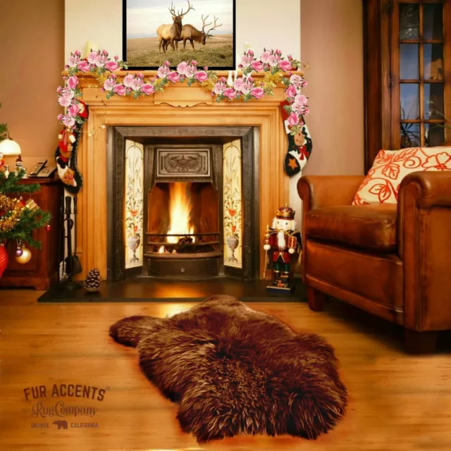 Thick Faux Fur Icelandic Sheepskin, Shag Area Rug, Single Pelt, Suede Lining USA