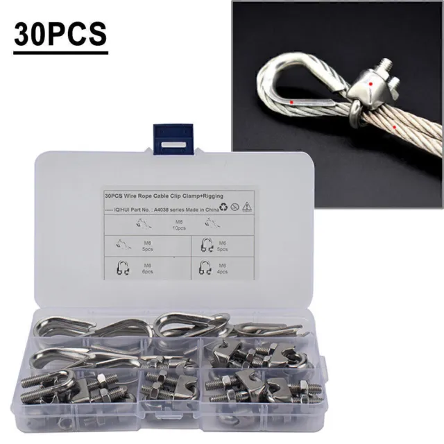 30PCS M6 Wire Rope Fixed Clamps with Triangular Ring Auto Mount Accessories