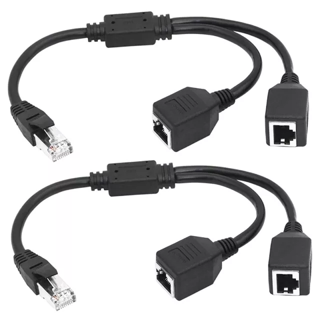 2X RJ45 1 Male to 2 Female Ethernet Splitter Cable for Super Cat5, Cat6,5034