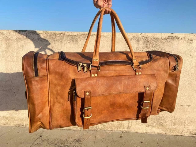 Sac en cuir pour hommes Duffle Weekender Sac de voyage de nuit fait à la main