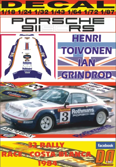 DECAL PORSCHE 911 SC RS HENRI TOIVONEN R. RACE-COSTA BLANCA 1984 DnF (01)