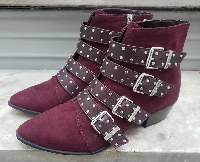 Circus Sam Edelman Womens Size 8.5 Boots 8 1/2 Burgundy 38.5 Buckle Punk Gothic