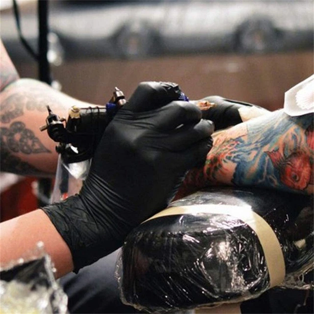 Gants jetables en nitrile sans latex 100 pièces noirs adaptés à l'inspection