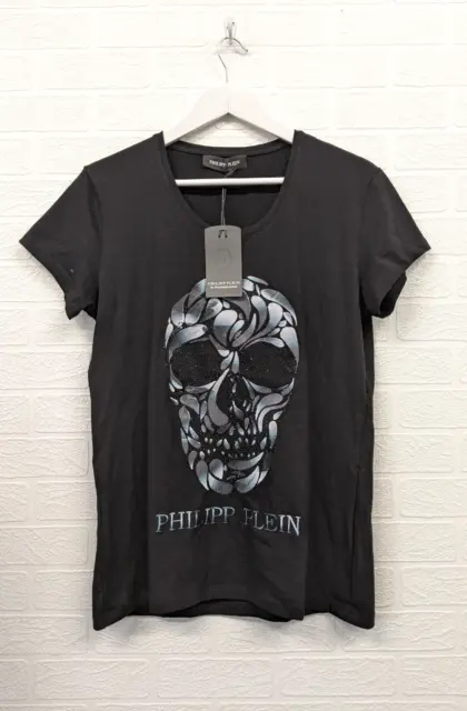 Philipp Plein T-Shirt Size XXL Diamante Skull Design Black/Blue BNWT
