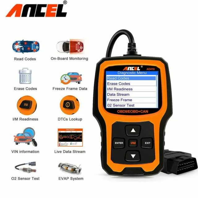 Ancel AD410 OBD2 Scanner Code Reader Car Diagnostic Scan Tool Check Engine Fault