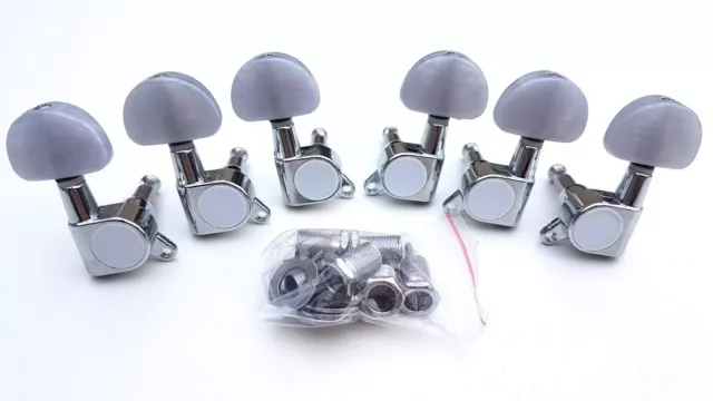 NEW Mécaniques 3x3 - chrome - bouton grey pearl - style Gotoh -pour guitare